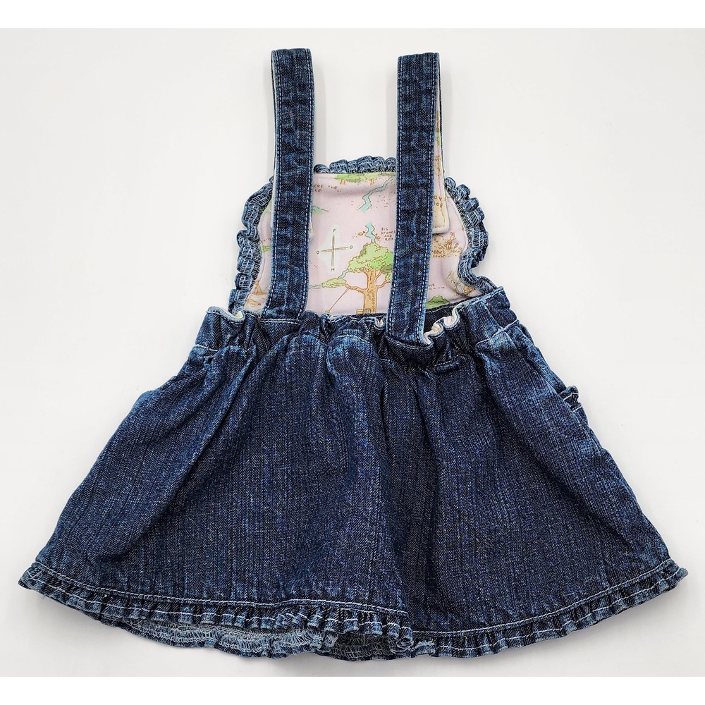 Disney Store Winnie the Pooh Denim Overall Dress Baby Girl 3-6M Blue Exc Vtg - Picture 5 of 10